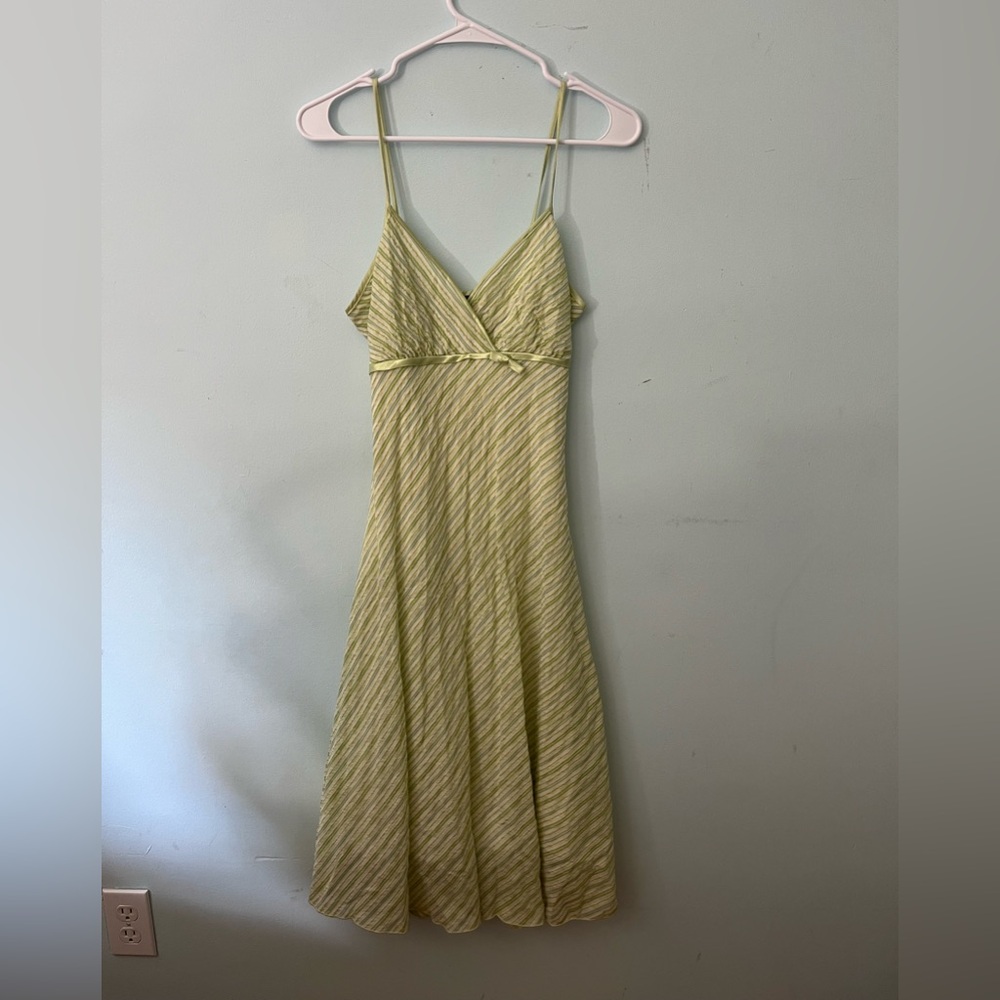 Studio Y Strapless Green Striped Dress